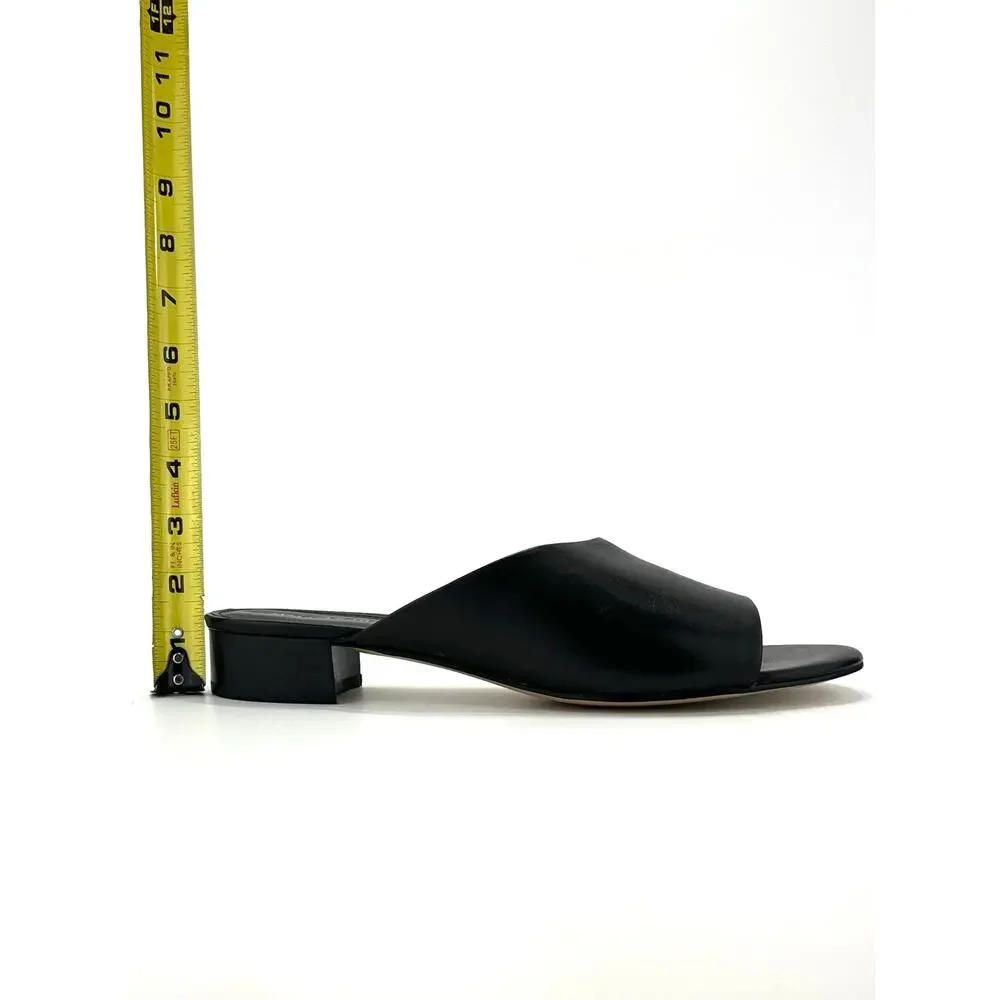 Marc Fisher Oditi Low Block Heel Sandal Size 10 Black Leather Slide Asymmetrical